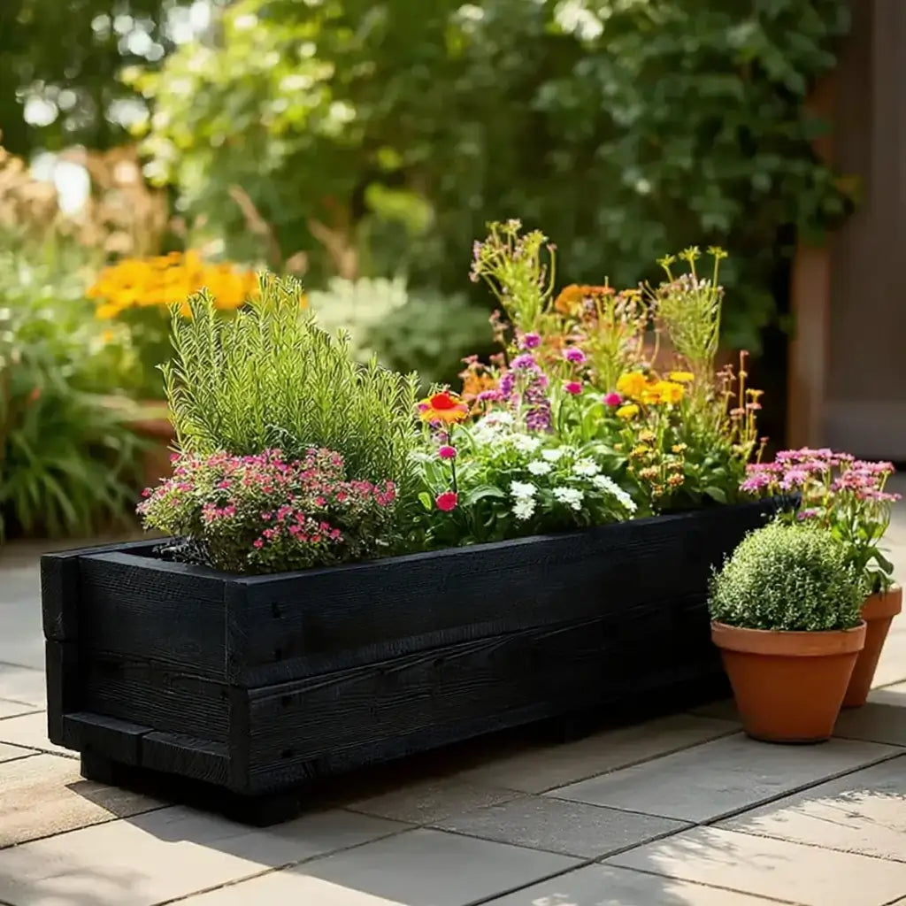 cybertet 117cm Pine Wooden Flower Trough Planter