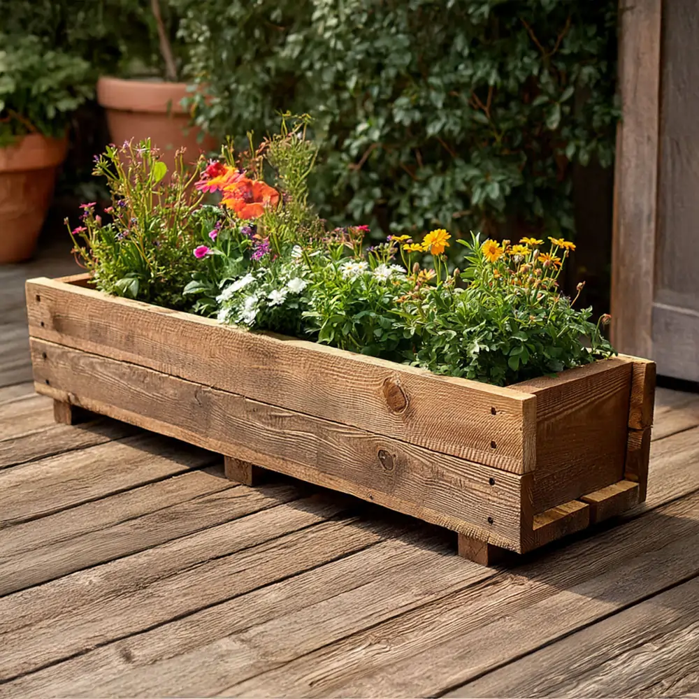 cybertet 117cm Pine Wooden Flower Trough Planter