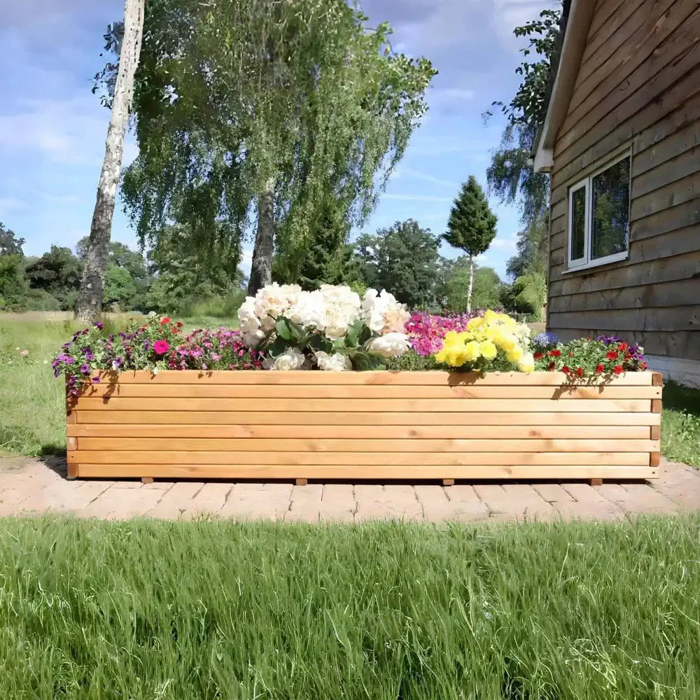 cybertet Raised Pine Wooden Trough Planter with Feet