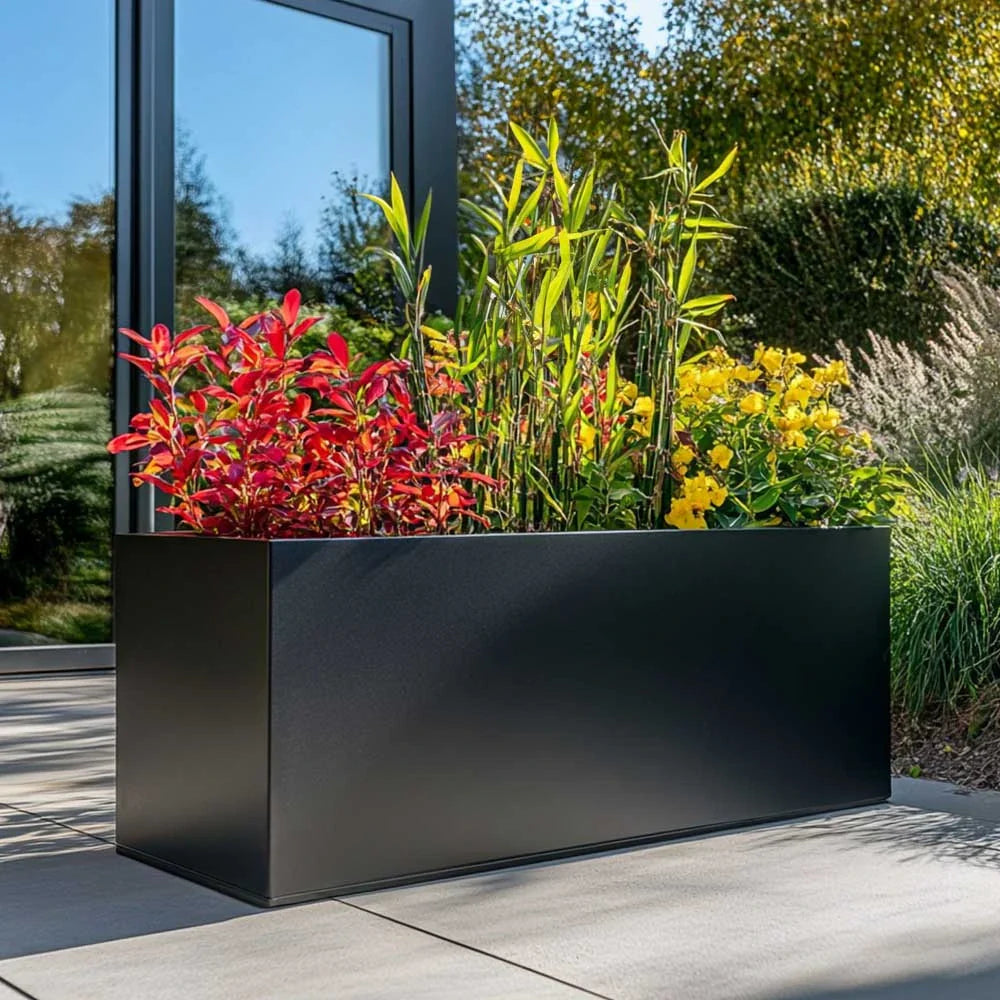 cybertet 100cm Matte Black Galvanised Zinc Trough Planter