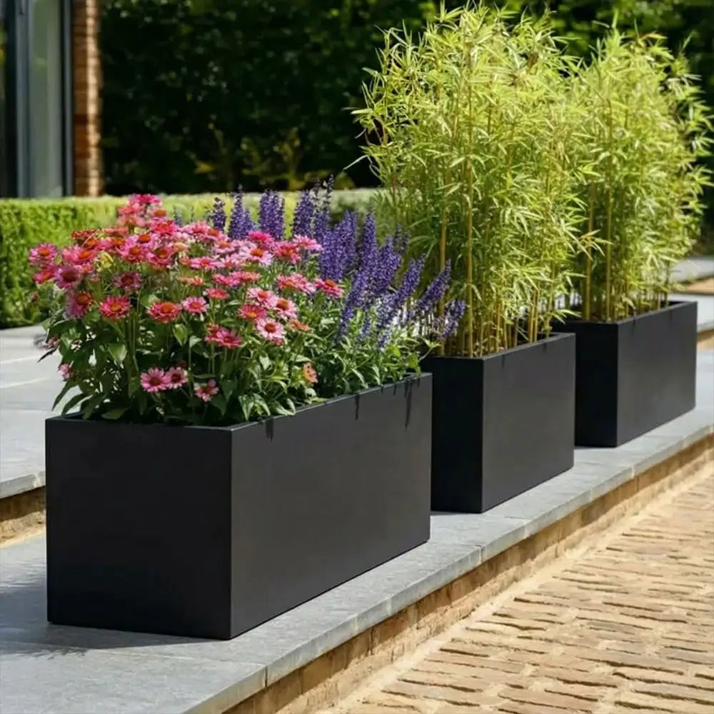 cybertet 75cm Matte Black Zinc Trough Planter
